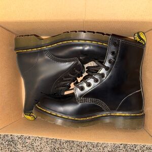 Dr. Martens Black Leather Combat Boots with Air-Cushioned Sole